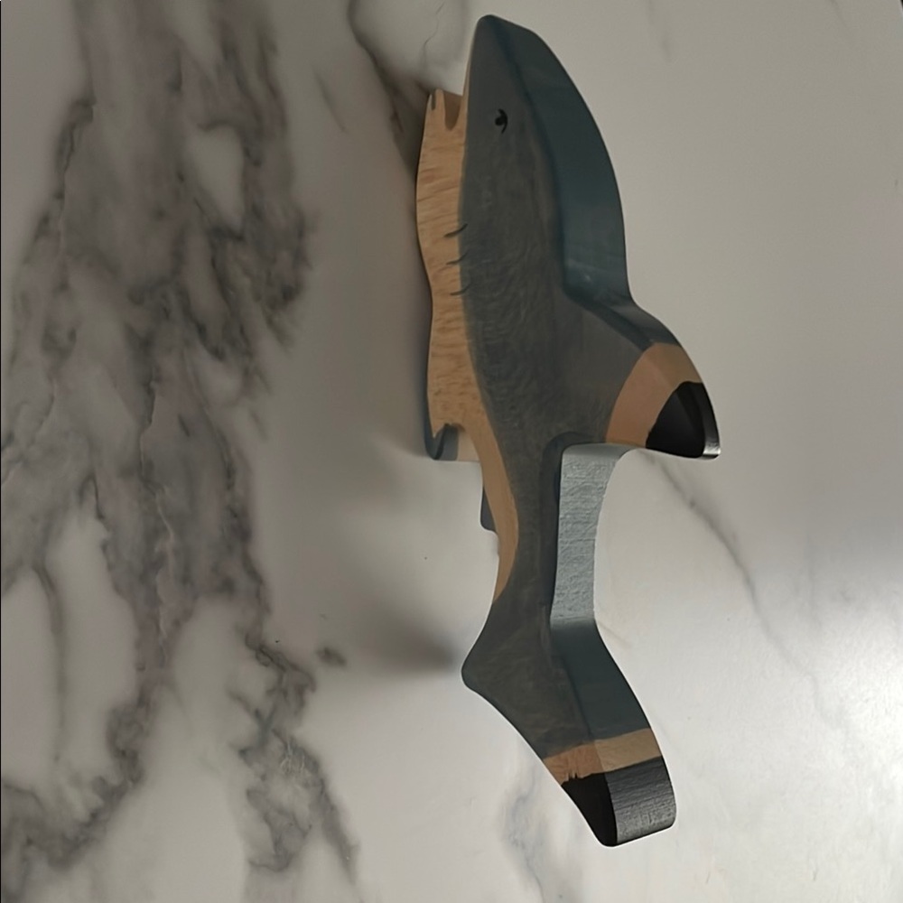 Wooden Shark Fish Toy - Blue and Natural